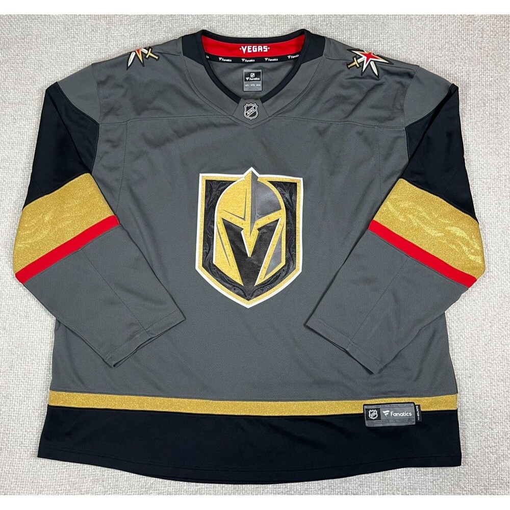 Vegas Golden Knights Hockey Jersey Fanatics NHL Size 4XL Gray Black Gold EUC